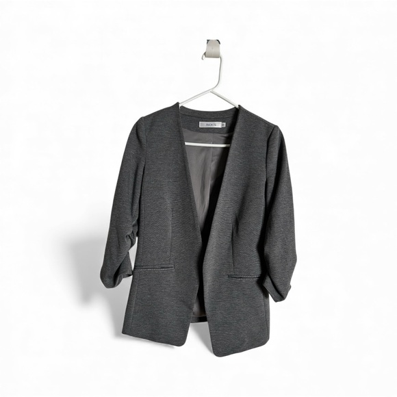 Ricki's Grey Open-Front Ruched Sleeve Blazer Women’s Small - Picture 3 of 6